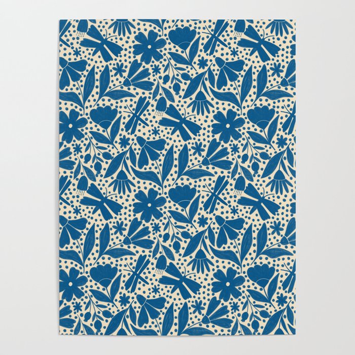 Blue Floral Poster Gallery Image 1