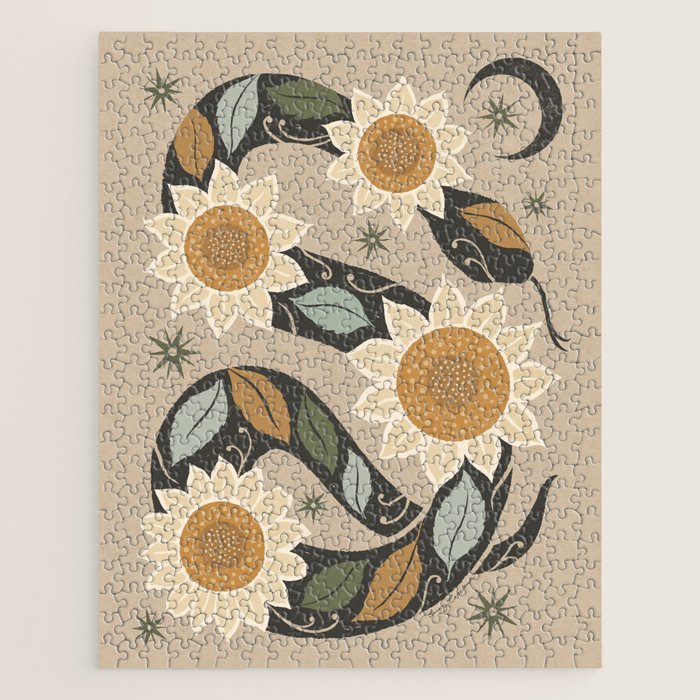 Snake and Sunflowers - Harvest Colors Jigsaw Puzzle Gallery Image 1