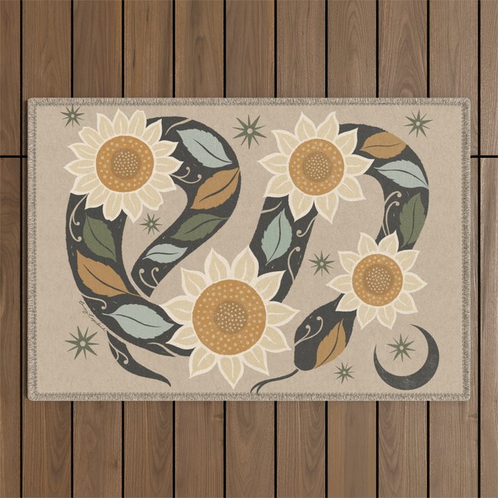 Snake and Sunflowers - Harvest Colors Outdoor Rug Gallery Image 1