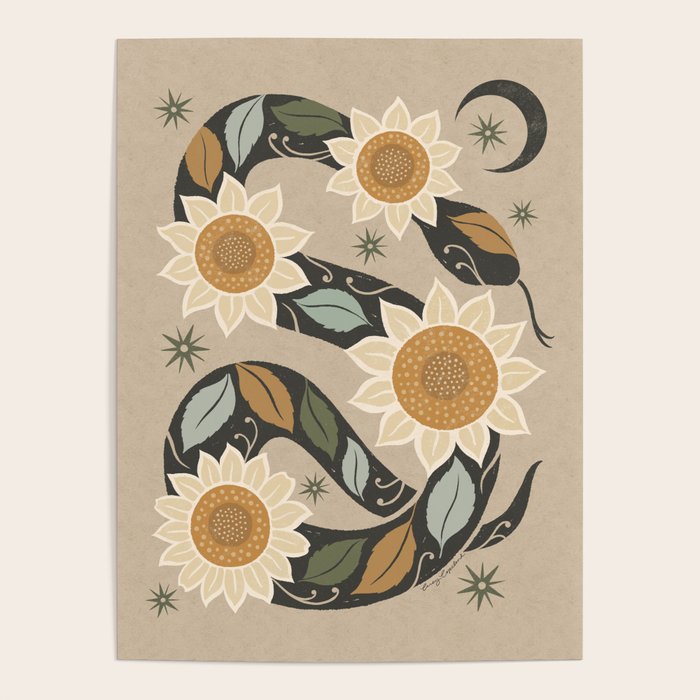 Snake and Sunflowers - Harvest Colors Poster Gallery Image 1