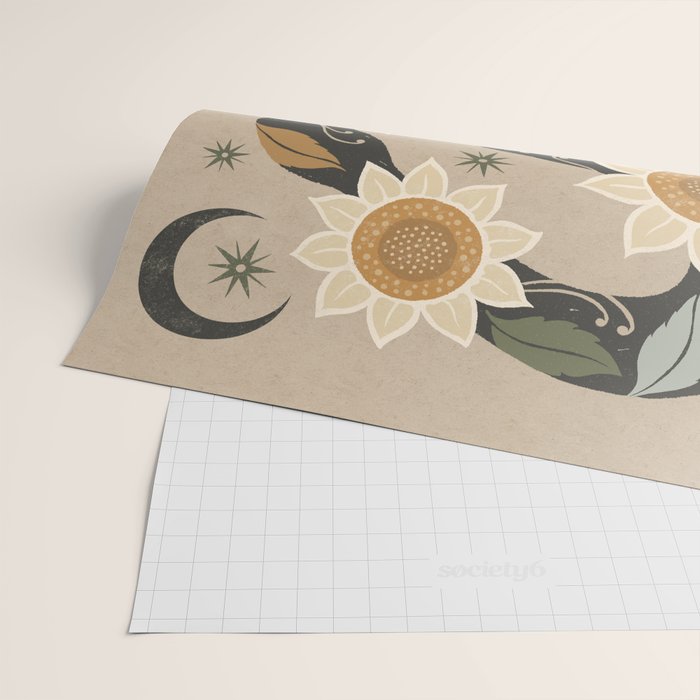 Snake and Sunflowers - Harvest Colors Wrapping Paper Gallery Image 2