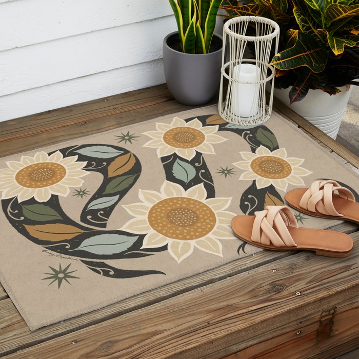 Snake and Sunflowers - Harvest Colors Outdoor Rug Gallery Image 2