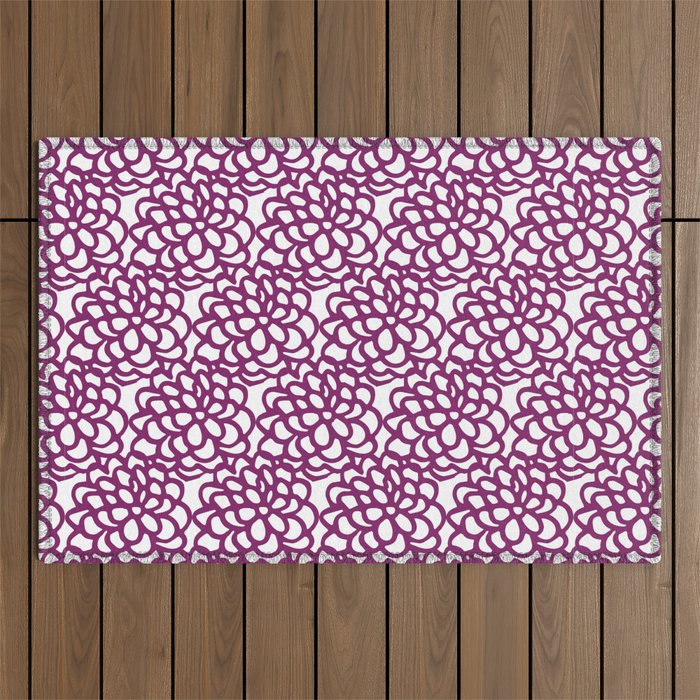 dahlia: purple floral pattern Outdoor Rug Gallery Image 1