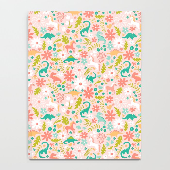 Dinosaurs + Unicorns in Pink + Teal Notebook Gallery Image 4