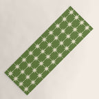 Mid Century Modern Atomic Starburst Grid Retro Christmas Green and Cream Yoga Mat Gallery Image 1