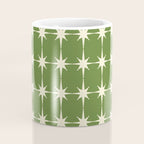 Mid Century Modern Atomic Starburst Grid Retro Christmas Green and Cream Coffee Mug Gallery Image 4