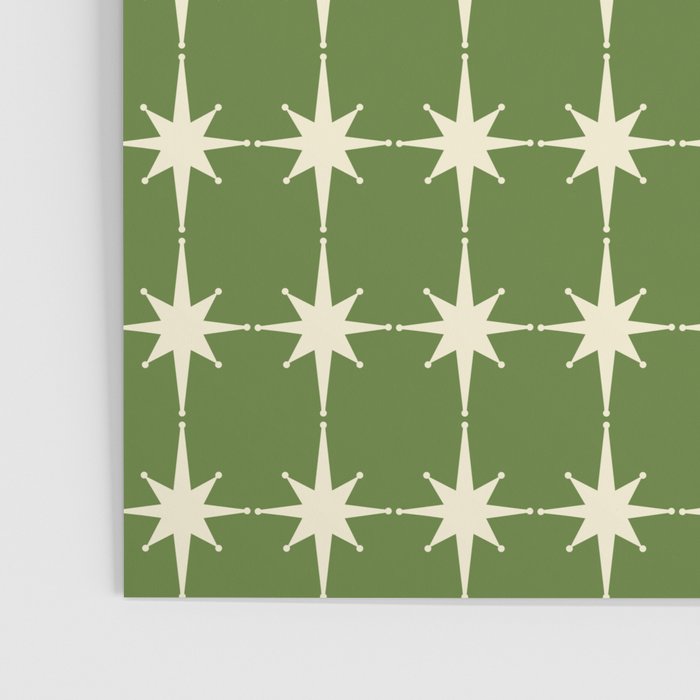 Mid Century Modern Atomic Starburst Grid Retro Christmas Green and Cream Poster Gallery Image 3