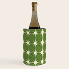 Mid Century Modern Atomic Starburst Grid Retro Christmas Green and Cream Wine Chiller Gallery Image 2