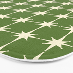Mid Century Modern Atomic Starburst Grid Retro Christmas Green and Cream Bath Mat Gallery Image 3
