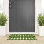 Mid Century Modern Atomic Starburst Grid Retro Christmas Green and Cream Welcome Mat Gallery Image 3