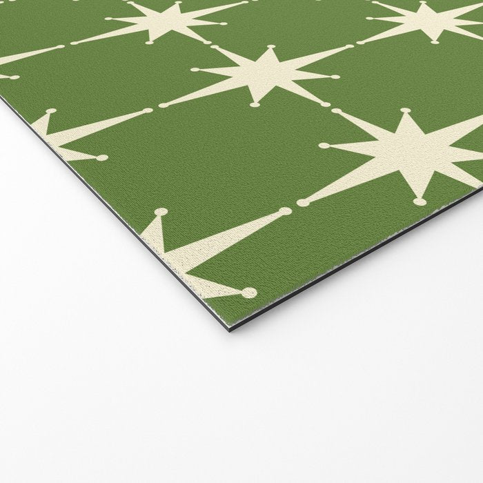 Mid Century Modern Atomic Starburst Grid Retro Christmas Green and Cream Welcome Mat Gallery Image 2