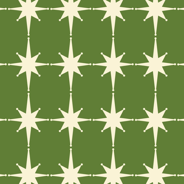 Mid Century Modern Atomic Starburst Grid Retro Christmas Green and Cream Coffee Mug Gallery Image 2