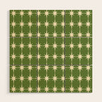 Mid Century Modern Atomic Starburst Grid Retro Christmas Green and Cream Wood Wall Art Gallery Image 1