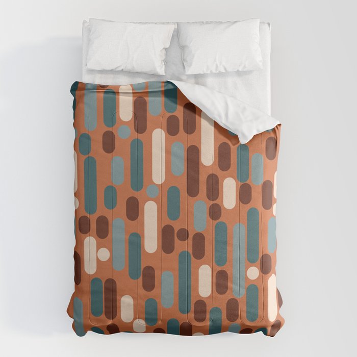 Morningside Heights Mid Century Modern Pattern in Steel Blue, Cream, Maroon, Orange Comforter Gallery Image 6