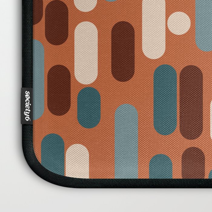 Morningside Heights Mid Century Modern Pattern in Steel Blue, Cream, Maroon, Orange Laptop Sleeve Gallery Image 3