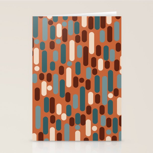 Morningside Heights Mid Century Modern Pattern in Steel Blue, Cream, Maroon, Orange Stationery Card Gallery Image 2