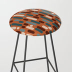 Morningside Heights Mid Century Modern Pattern in Steel Blue, Cream, Maroon, Orange Stool Gallery Image 2