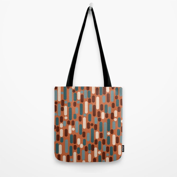 Morningside Heights Mid Century Modern Pattern in Steel Blue, Cream, Maroon, Orange Tote Bag Gallery Image 2