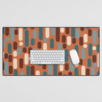 Morningside Heights Mid Century Modern Pattern in Steel Blue, Cream, Maroon, Orange Desk Mat Gallery Image 1