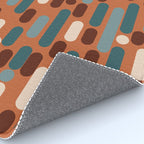 Morningside Heights Mid Century Modern Pattern in Steel Blue, Cream, Maroon, Orange Rug Gallery Image 4