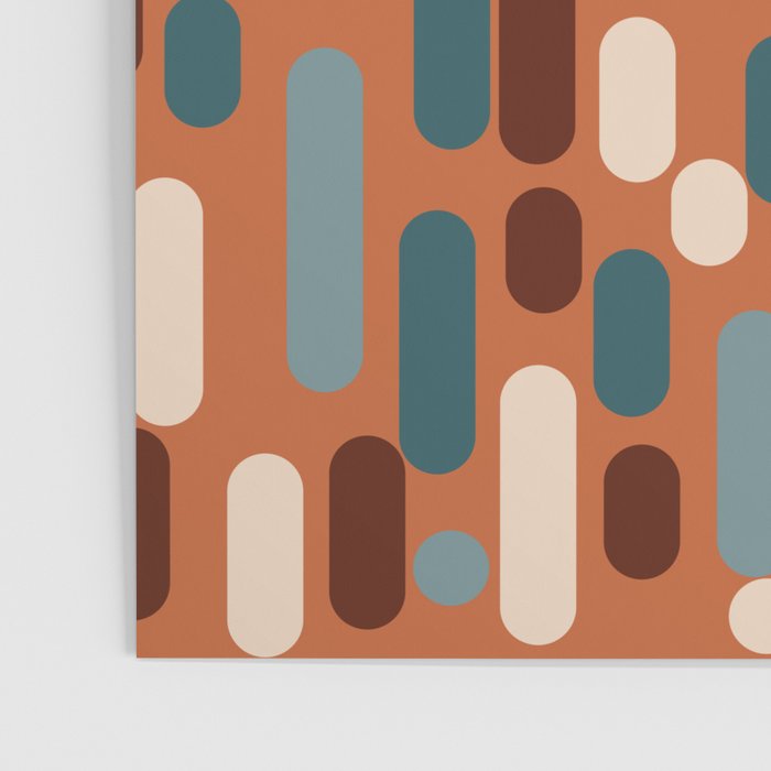 Morningside Heights Mid Century Modern Pattern in Steel Blue, Cream, Maroon, Orange Poster Gallery Image 3