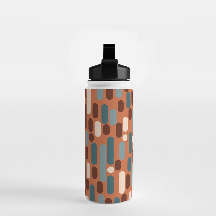 Morningside Heights Mid Century Modern Pattern in Steel Blue, Cream, Maroon, Orange Water Bottle Gallery Image 2