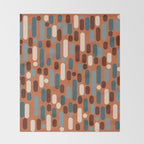 Morningside Heights Mid Century Modern Pattern in Steel Blue, Cream, Maroon, Orange Throw Blanket Gallery Image 2