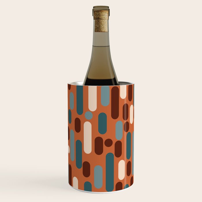Morningside Heights Mid Century Modern Pattern in Steel Blue, Cream, Maroon, Orange Wine Chiller Gallery Image 1