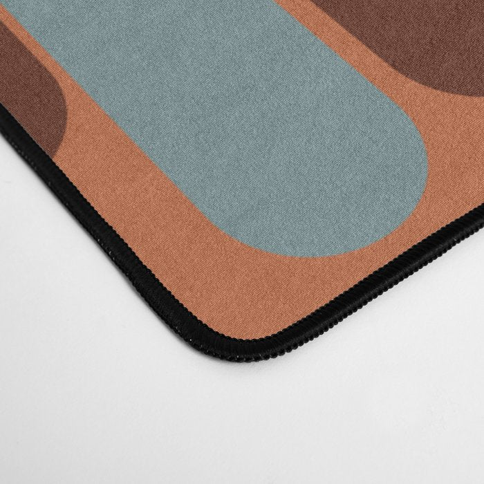 Morningside Heights Mid Century Modern Pattern in Steel Blue, Cream, Maroon, Orange Desk Mat Gallery Image 4
