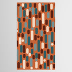 Morningside Heights Mid Century Modern Pattern in Steel Blue, Cream, Maroon, Orange Tablecloth Gallery Image 2
