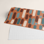 Morningside Heights Mid Century Modern Pattern in Steel Blue, Cream, Maroon, Orange Wrapping Paper Gallery Image 2