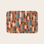 Morningside Heights Mid Century Modern Pattern in Steel Blue, Cream, Maroon, Orange Bath Mat Gallery Image 1