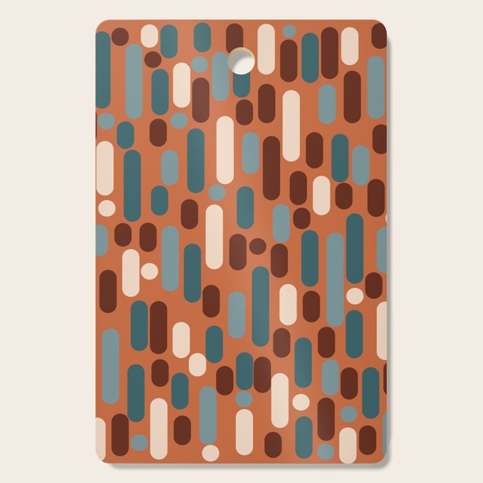 Morningside Heights Mid Century Modern Pattern in Steel Blue, Cream, Maroon, Orange Cutting Board Gallery Image 1