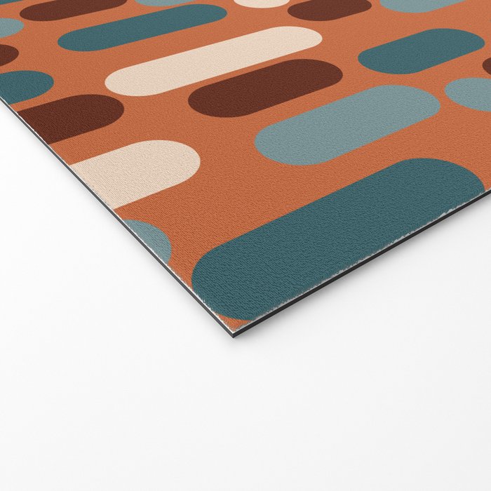 Morningside Heights Mid Century Modern Pattern in Steel Blue, Cream, Maroon, Orange Welcome Mat Gallery Image 2