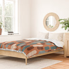 Morningside Heights Mid Century Modern Pattern in Steel Blue, Cream, Maroon, Orange Duvet Cover Gallery Image 2
