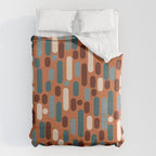 Morningside Heights Mid Century Modern Pattern in Steel Blue, Cream, Maroon, Orange Duvet Cover Gallery Image 6