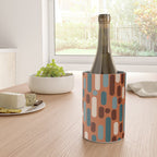 Morningside Heights Mid Century Modern Pattern in Steel Blue, Cream, Maroon, Orange Wine Chiller Gallery Image 4