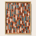 Morningside Heights Mid Century Modern Pattern in Steel Blue, Cream, Maroon, Orange Serving Tray Gallery Image 1