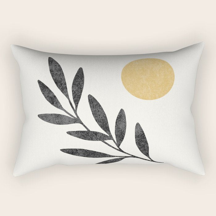 Leaf Sun 1 - Gold Black Rectangular Pillow Gallery Image 1
