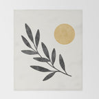Leaf Sun 1 - Gold Black Throw Blanket Gallery Image 2