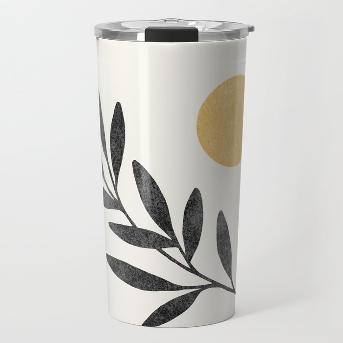 Leaf Sun 1 - Gold Black Travel Mug Gallery Image 1