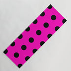 Hot Pink and Black Polka Dots Yoga Mat Gallery Image 1