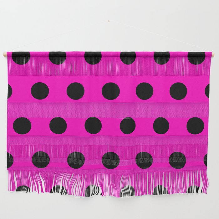 Hot Pink and Black Polka Dots Wall Hanging Gallery Image 1