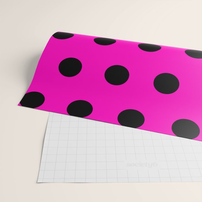 Hot Pink and Black Polka Dots Wrapping Paper Gallery Image 2