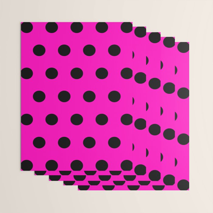 Hot Pink and Black Polka Dots Wrapping Paper Gallery Image 3