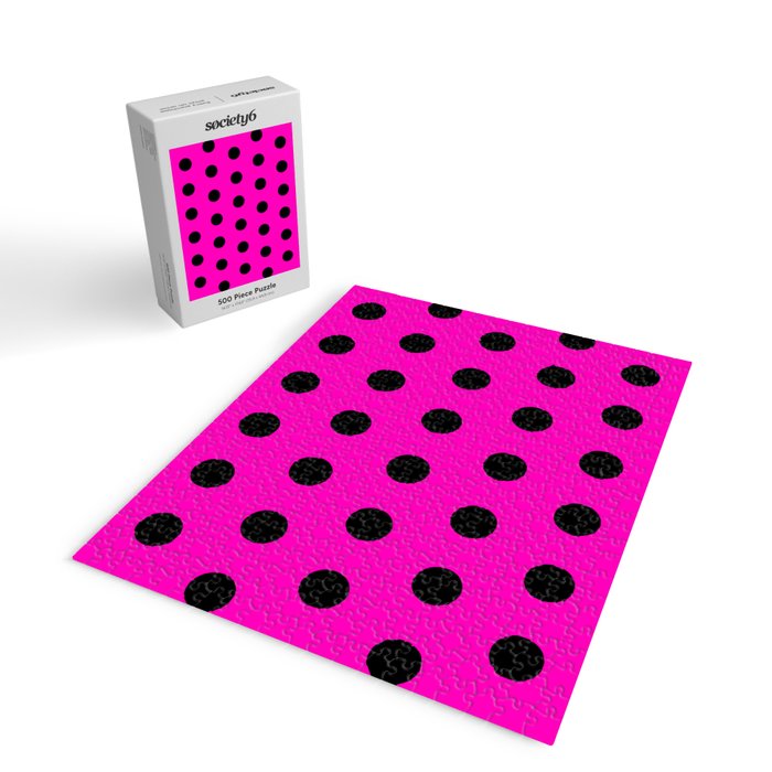 Hot Pink and Black Polka Dots Jigsaw Puzzle Gallery Image 2