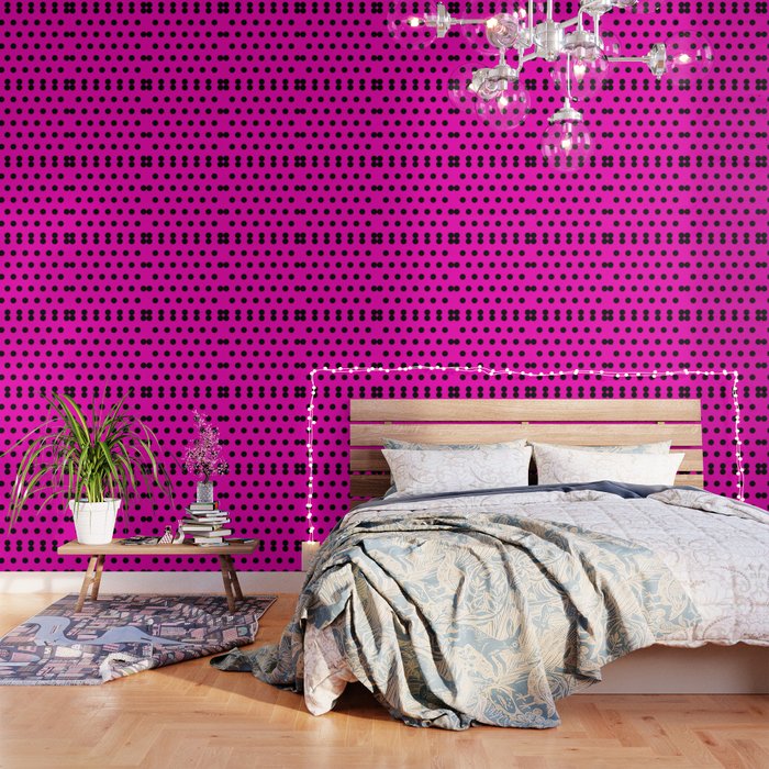 Hot Pink and Black Polka Dots Wallpaper Gallery Image 1