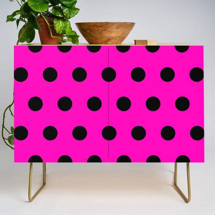 Hot Pink and Black Polka Dots Credenza Gallery Image 1