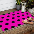 Hot Pink and Black Polka Dots Outdoor Rug Gallery Image 2