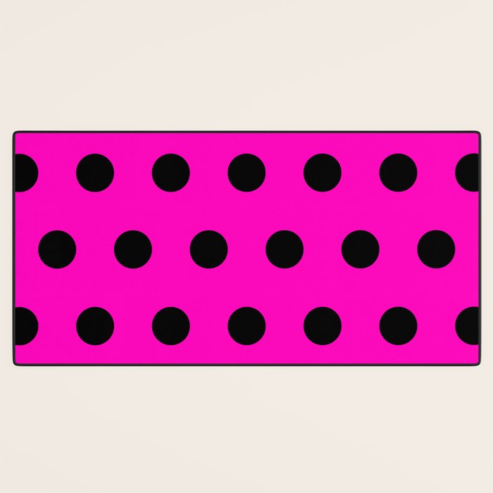 Hot Pink and Black Polka Dots Desk Mat Gallery Image 3